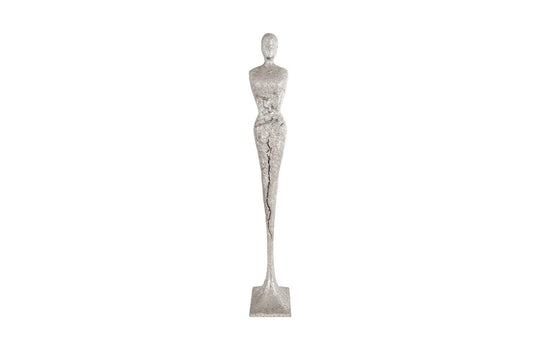 Phillips Collection Tall Chiseled Female Sculpture, Resin, Silver Leaf DECORATIVE OBJECTS