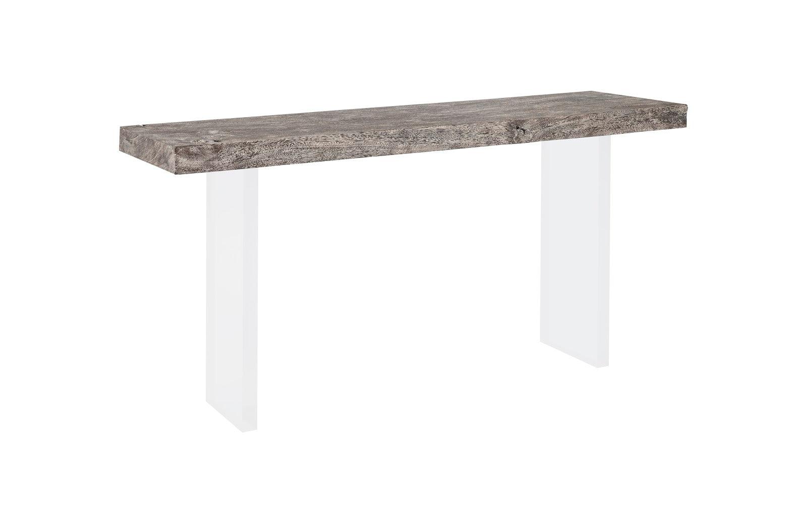 Phillips Collection Floating Console Table, Gray Stone Finish, Acrylic Legs CONSOLE TABLES