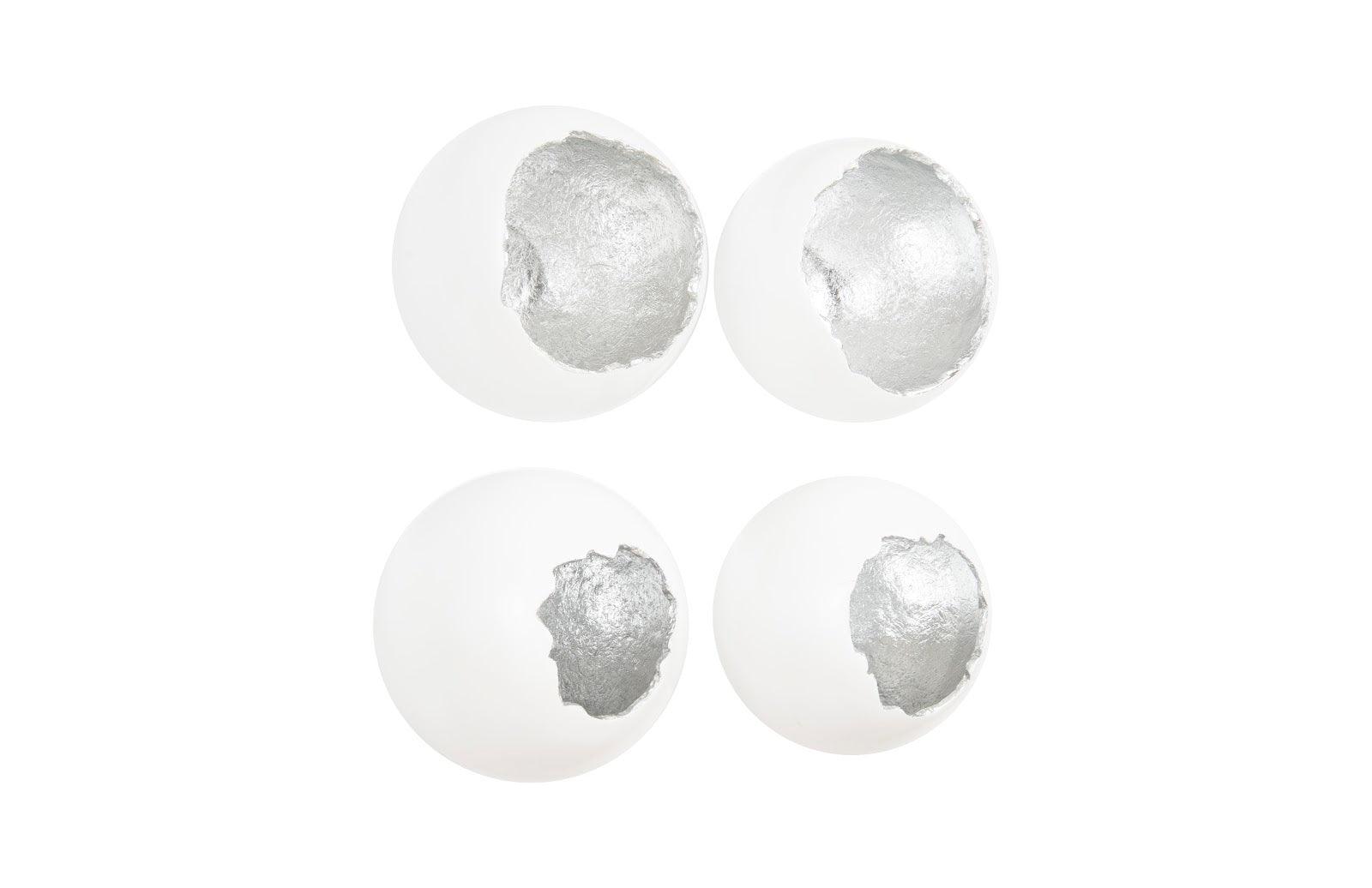 Phillips Collection Broken Egg Wall Art, White and Silver Leaf, Set of 4 WALL ACCENTS