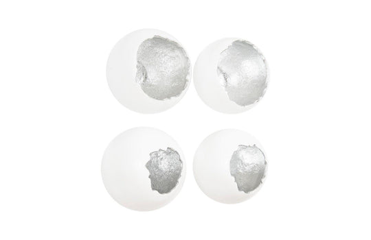 Phillips Collection Broken Egg Wall Art, White and Silver Leaf, Set of 4 WALL ACCENTS