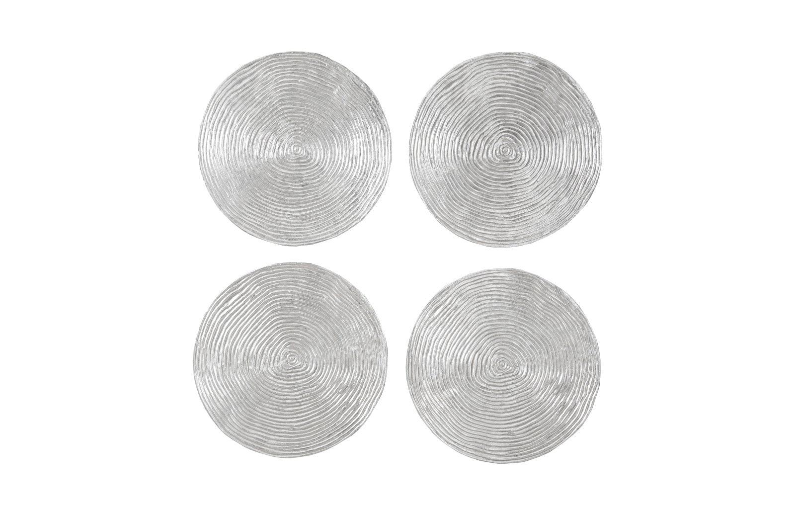 Phillips Collection Ripple Wall Disk, Set of 4, Resin, LG, Silver Leaf with Antiquing WALL ACCENTS