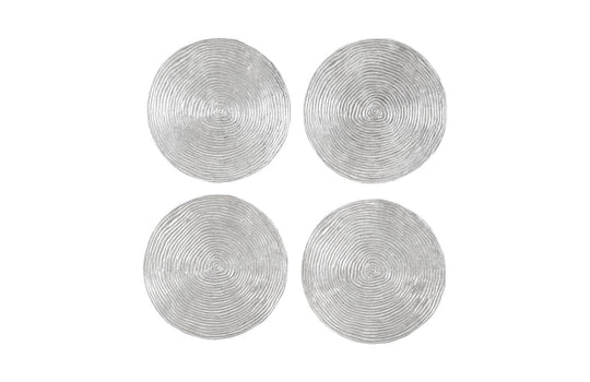 Phillips Collection Ripple Wall Disk, Set of 4, Resin, LG, Silver Leaf with Antiquing WALL ACCENTS