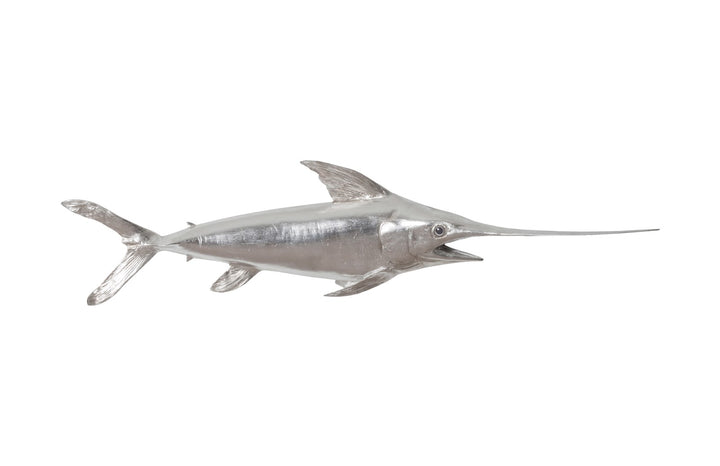 Broadbill Swordfish Fish Wall Sculpture, Resin, Silver Leaf - Phillips Collection - AmericanHomeFurniture