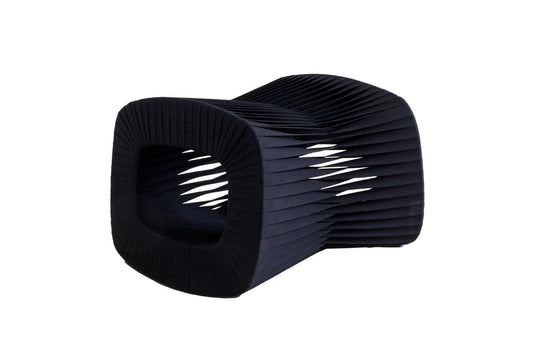 Phillips Collection Seat Belt Ottoman, Black/Black OTTOMANS, POUFS, + STOOLS