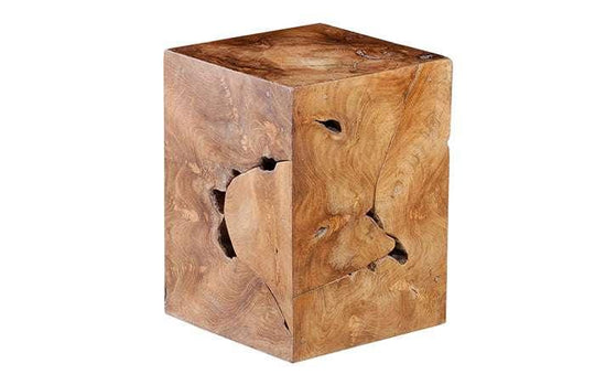 Phillips Collection Teak Slice Stool, Square OTTOMANS, POUFS, + STOOLS
