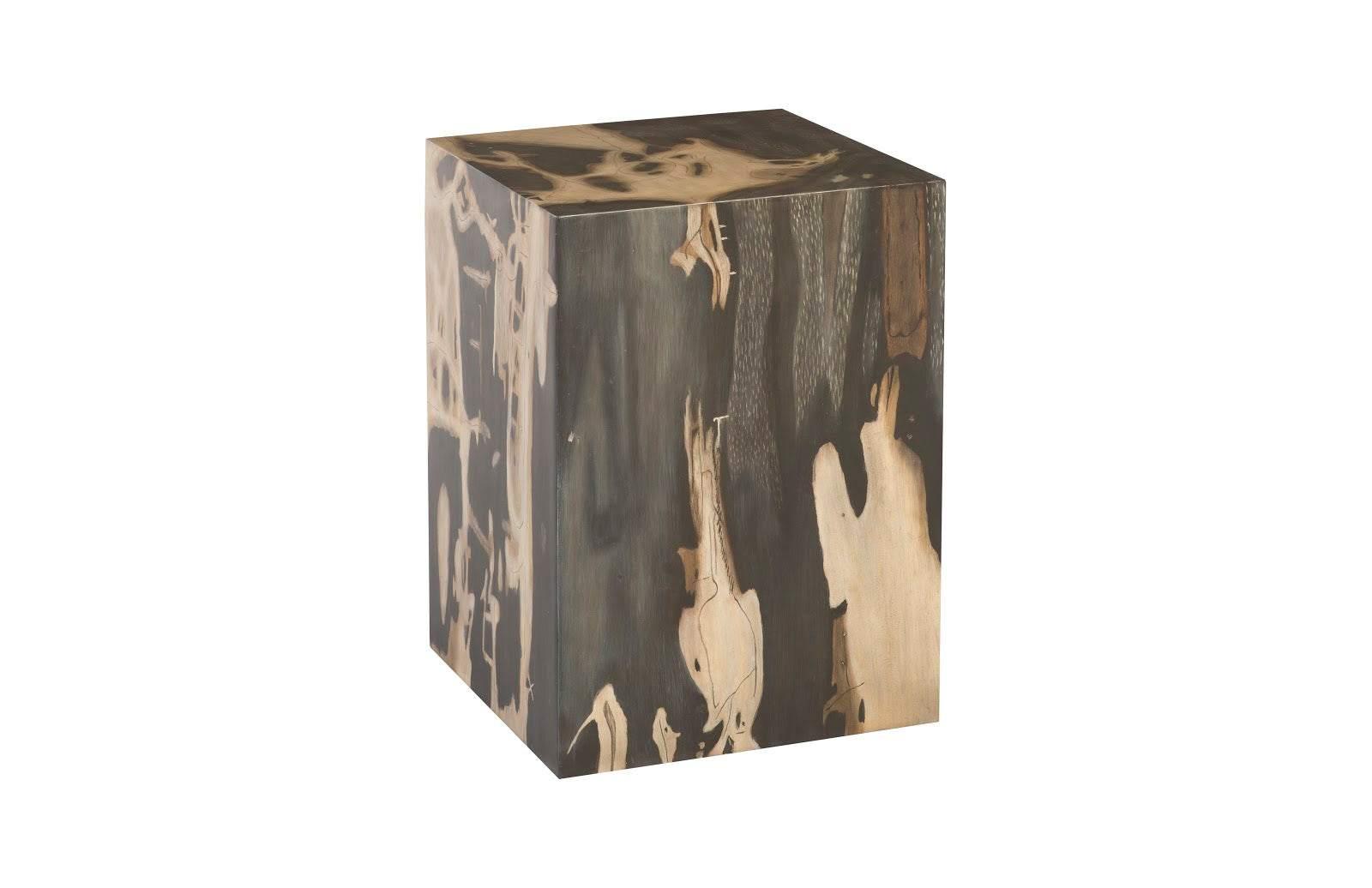 Phillips Collection Cast Petrified Wood Stool, Resin, Square OTTOMANS, POUFS, + STOOLS