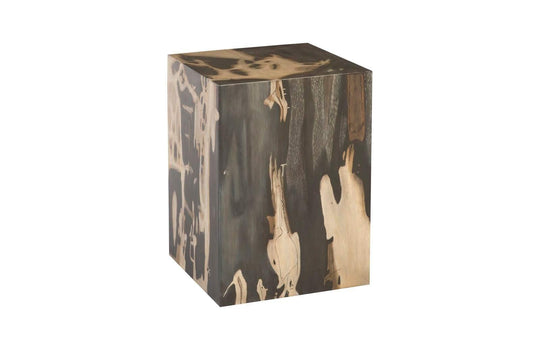 Phillips Collection Cast Petrified Wood Stool, Resin, Square OTTOMANS, POUFS, + STOOLS