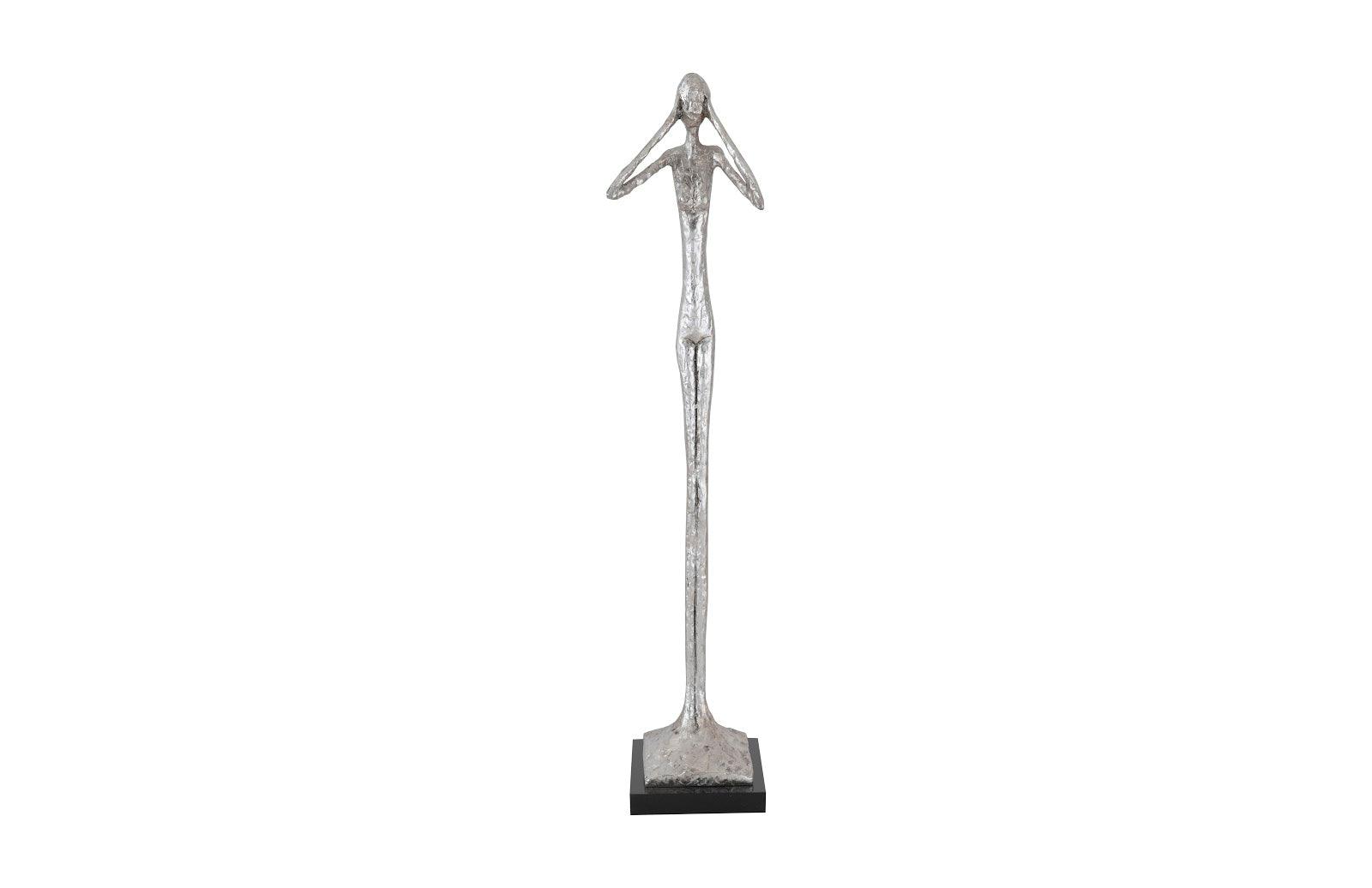 Phillips Collection Hear No Evil Slender Sculpture, Small, Resin, Silver Leaf DECORATIVE OBJECTS