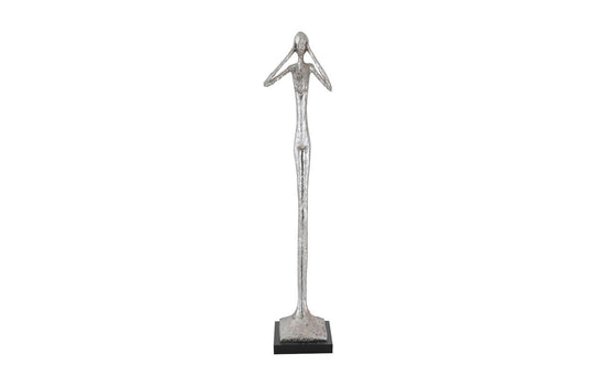 Phillips Collection Hear No Evil Slender Sculpture, Small, Resin, Silver Leaf DECORATIVE OBJECTS