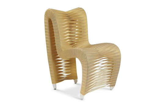 Phillips Collection Seat Belt Dining Chair, Gold, Metallic - Set of 2 DINING CHAIRS