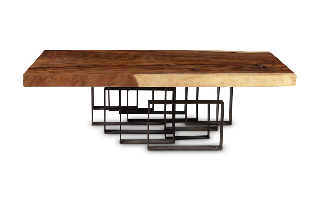 Score Coffee Table, Chamcha Wood, Iron Base - Phillips Collection - AmericanHomeFurniture