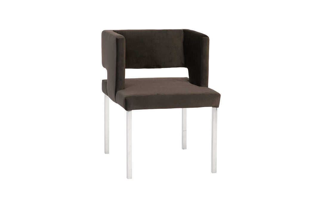 Raffia Dining Chair, Black, Stainless Steel Legs - Phillips Collection - AmericanHomeFurniture