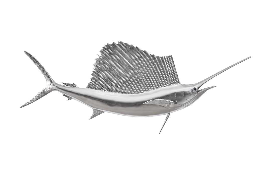 Sail Fish Wall Sculpture, Resin, Silver Leaf - Phillips Collection - AmericanHomeFurniture