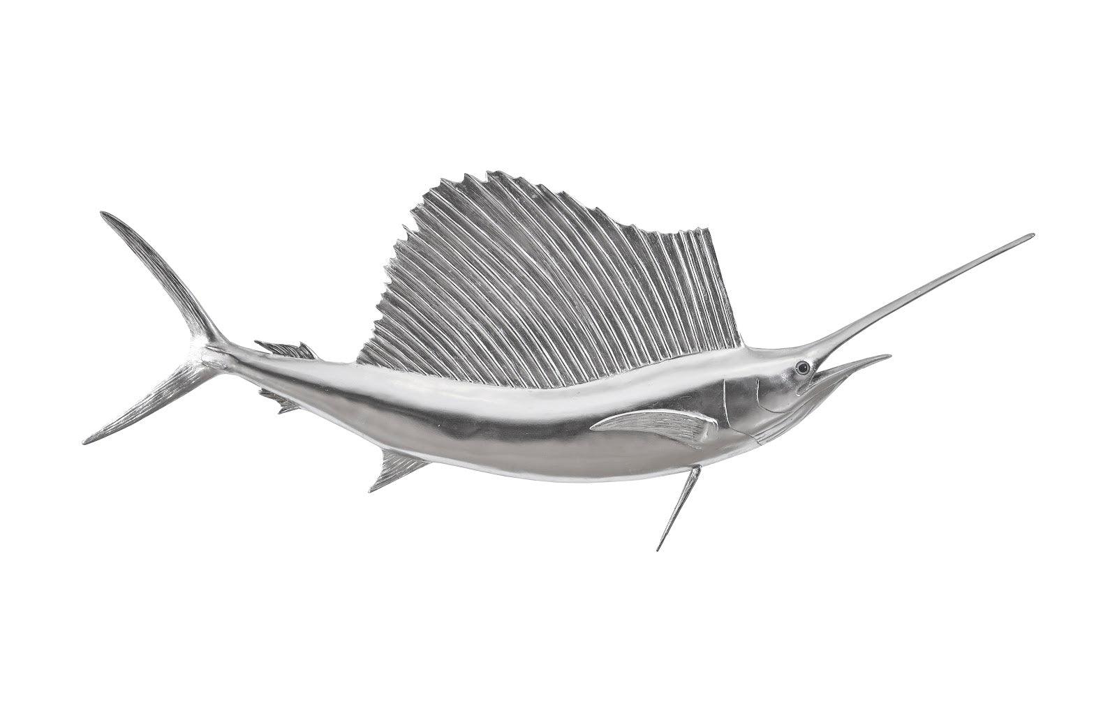 Phillips Collection Sail Fish Wall Sculpture, Resin, Silver Leaf WALL ACCENTS