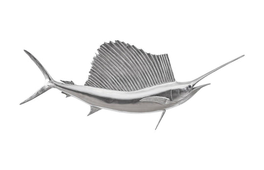 Phillips Collection Sail Fish Wall Sculpture, Resin, Silver Leaf WALL ACCENTS
