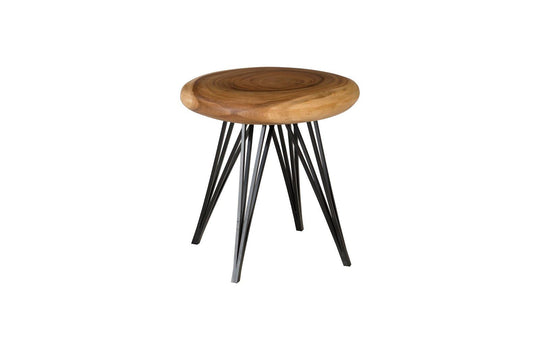 Phillips Collection String Stool on Black Metal Legs, Chamcha Wood, Natural OTTOMANS, POUFS, + STOOLS