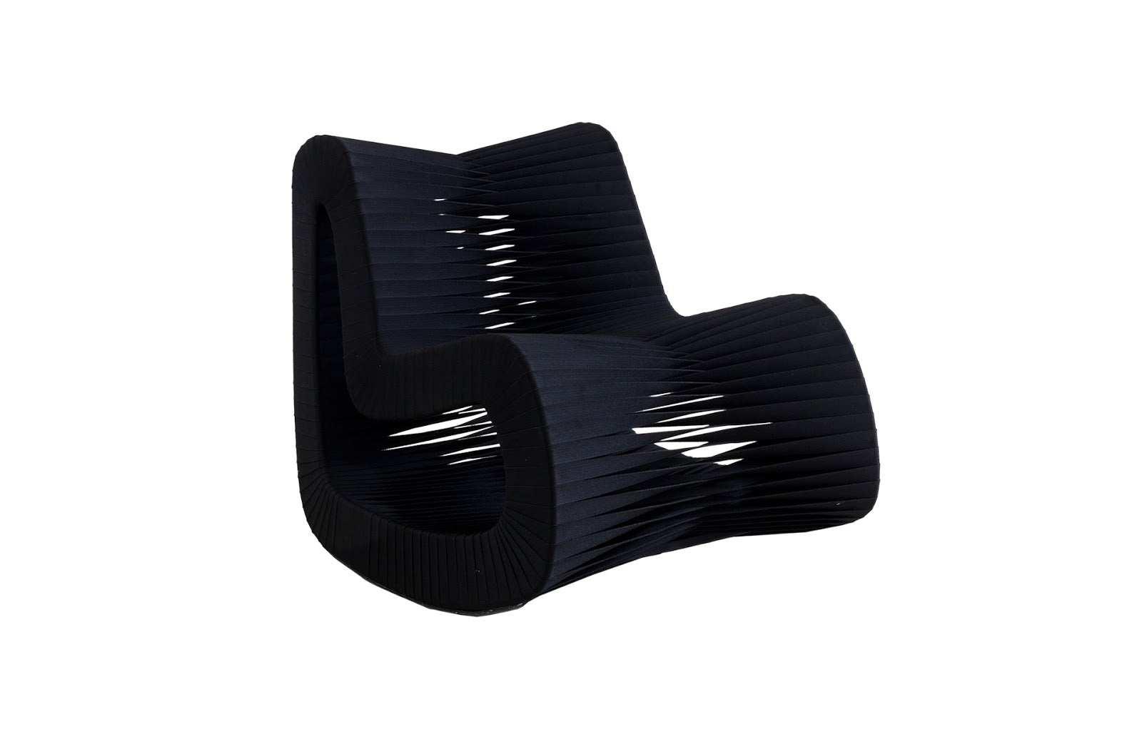 Phillips Collection Seat Belt Rocking Chair, Black/Black ACCENT + LOUNGE CHAIRS