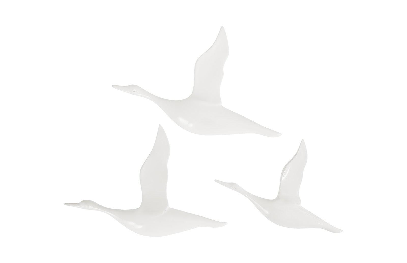 Phillips Collection Flying Ducks, Gel Coat White, Set of 3 WALL ACCENTS