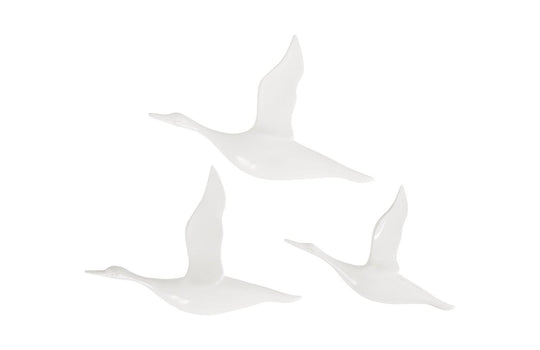 Phillips Collection Flying Ducks, Gel Coat White, Set of 3 WALL ACCENTS