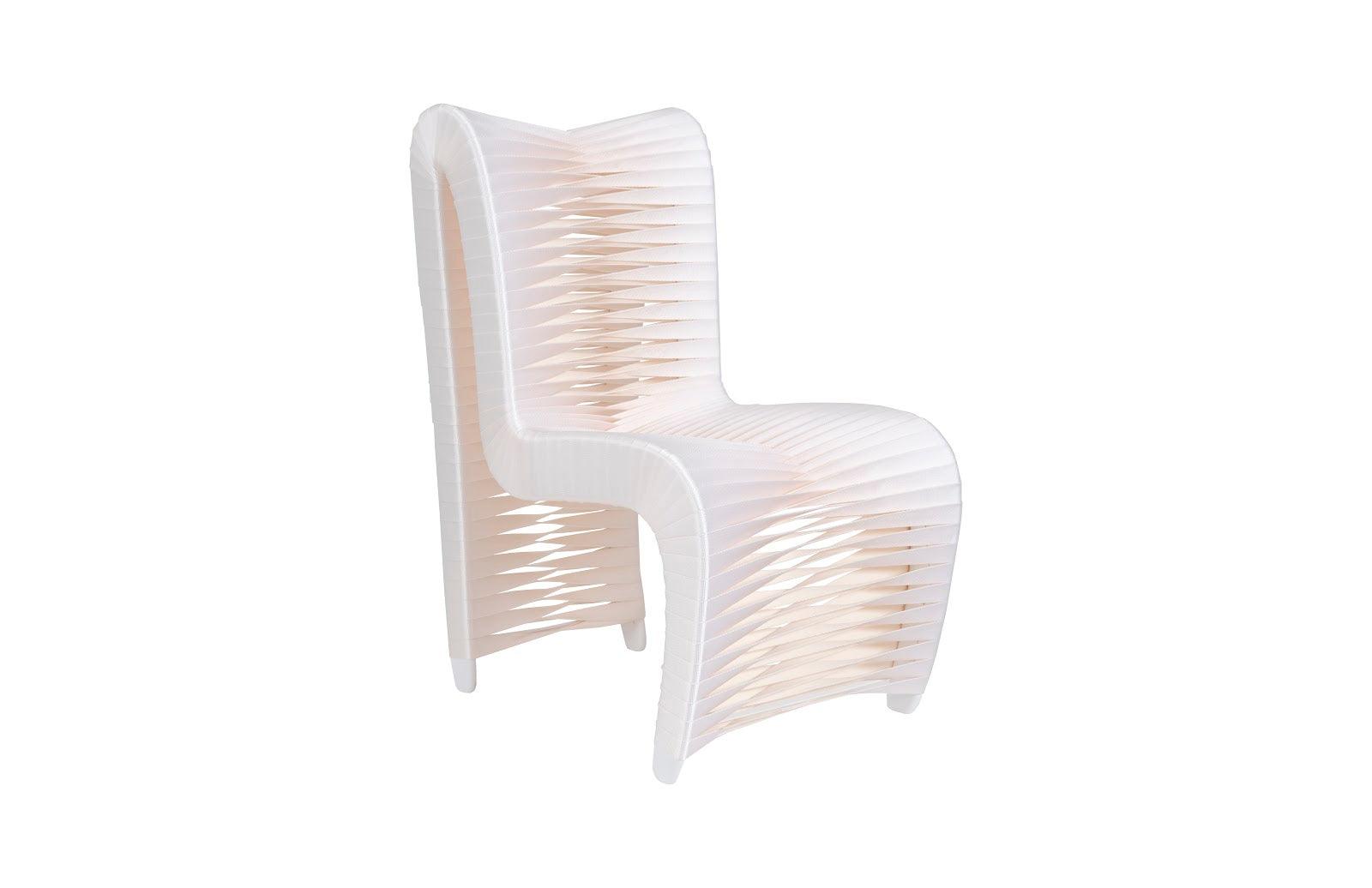 Phillips Collection Seat Belt Dining Chair, High Back, White/Off-White - Set of 2 DINING CHAIRS