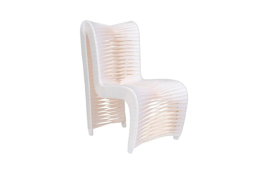 Phillips Collection Seat Belt Dining Chair, High Back, White/Off-White - Set of 2 DINING CHAIRS