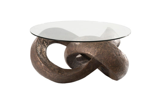 Phillips Collection Trifoil Coffee Table, Bronze w/ Glass COFFEE TABLES
