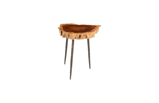 Phillips Collection Makha Burled Wood SideTable, Forged Legs ACCENT TABLES