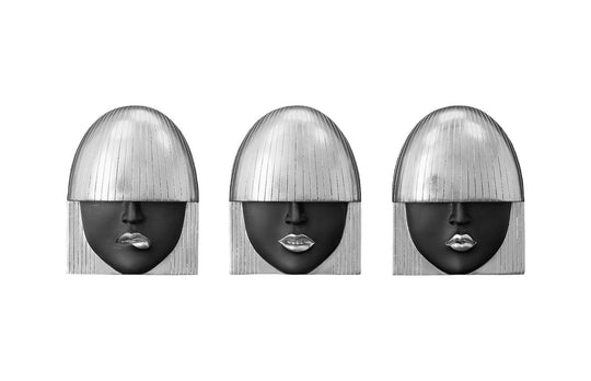 Phillips Collection Fashion Faces Wall Art, Small, Black and Silver Leaf, Set of 3 WALL ACCENTS