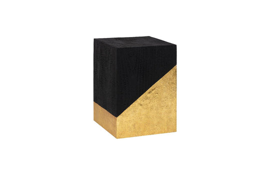 Phillips Collection Scorched Side Table, Black and Gold Leaf ACCENT TABLES