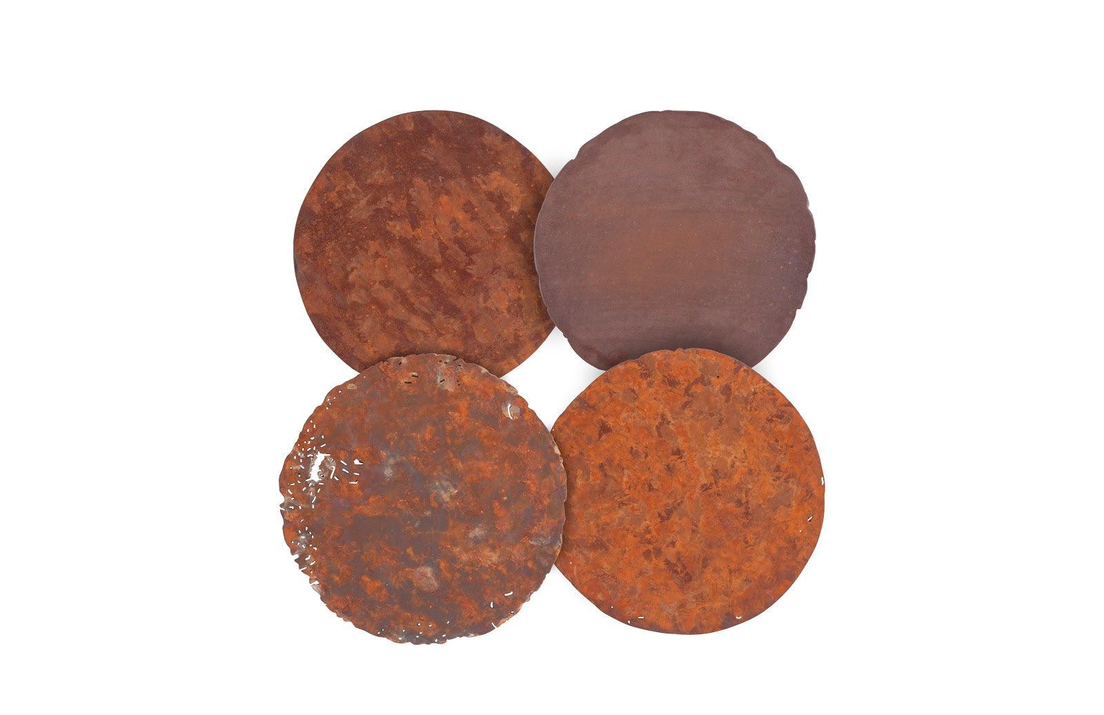 Phillips Collection Cast Oil Drum Wall Discs, Resin, Rust Finish, Set of 4 WALL ACCENTS