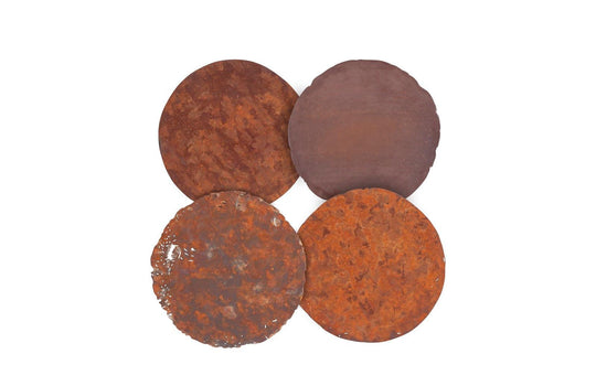 Phillips Collection Cast Oil Drum Wall Discs, Resin, Rust Finish, Set of 4 WALL ACCENTS