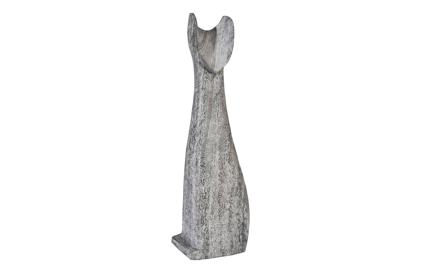 Phillips Collection Cat Sculpture, Large, Chamcha Wood, Gray Stone Finish DECORATIVE OBJECTS