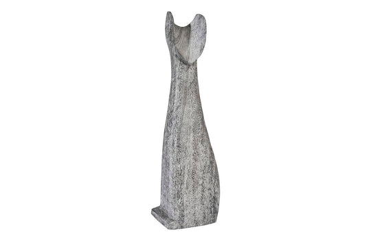 Phillips Collection Cat Sculpture, Large, Chamcha Wood, Gray Stone Finish DECORATIVE OBJECTS
