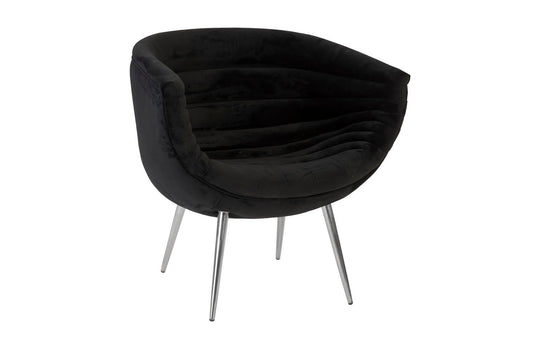 Phillips Collection Nouveau Club Chair, Black, Stainless Steel Legs ACCENT + LOUNGE CHAIRS
