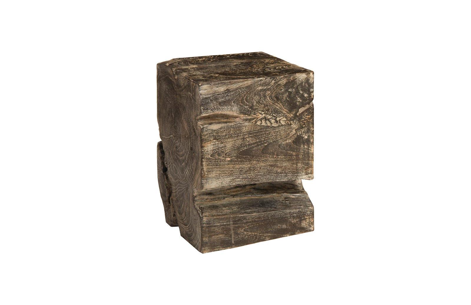Phillips Collection Black Wash Stool, Square OTTOMANS, POUFS, + STOOLS