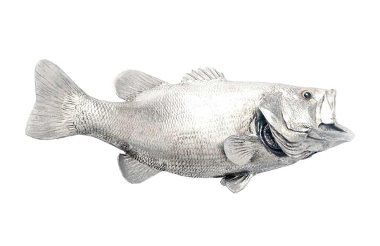 Phillips Collection Large Mouth Bass Fish Wall Sculpture, Resin, Silver Leaf WALL ACCENTS