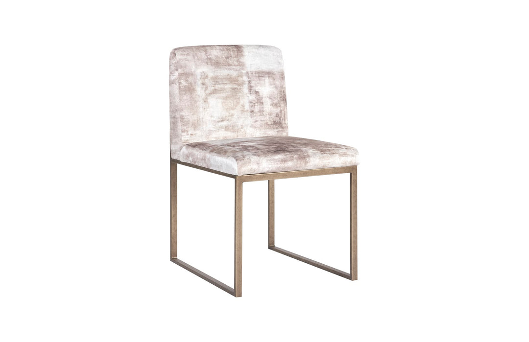 Frozen Dining Chair, Beige Mist Fabric, Antique Brass Metal Frame - Phillips Collection - AmericanHomeFurniture
