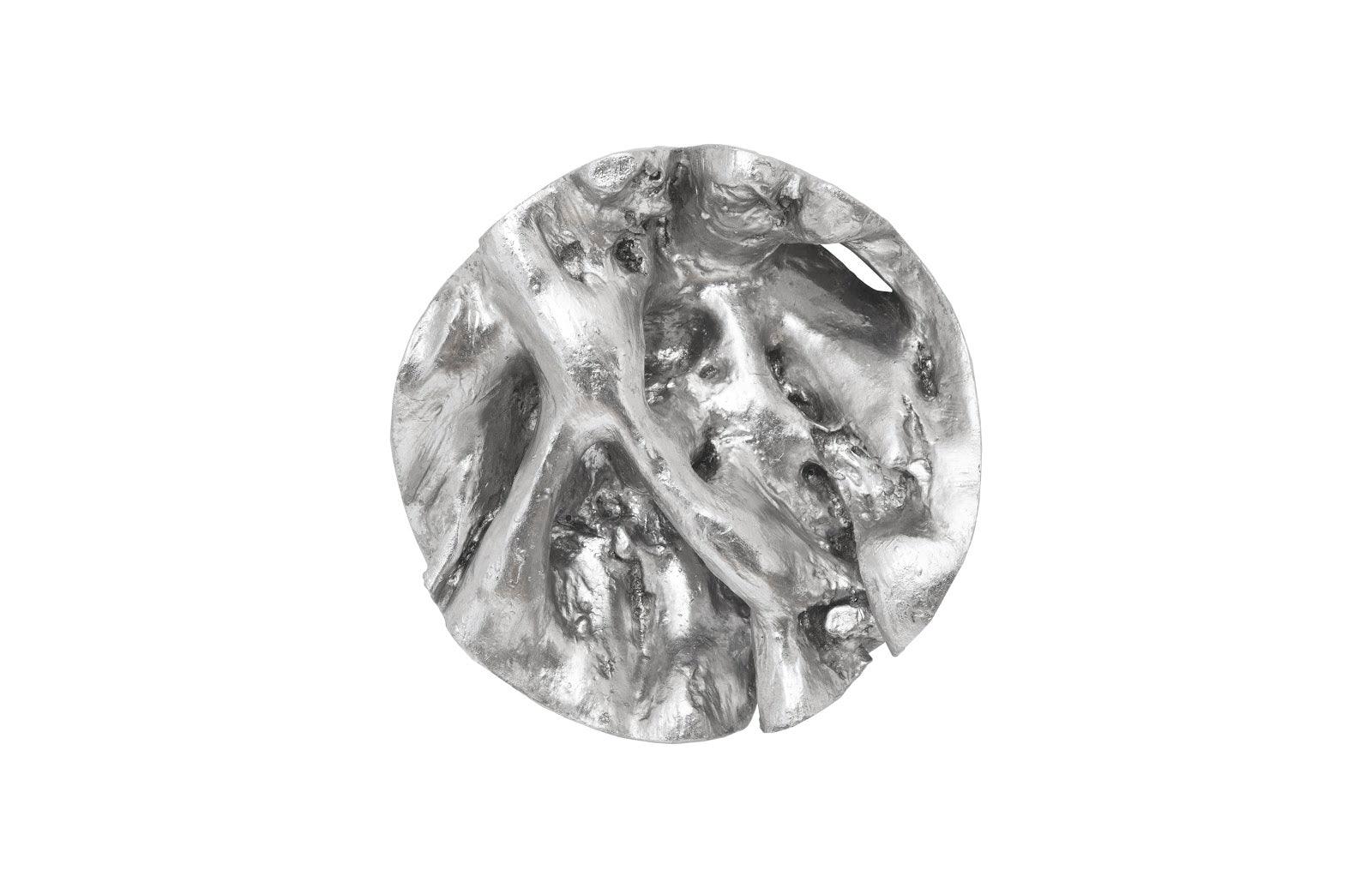 Phillips Collection Cast Root Wall Tile, Resin, Silver Leaf, Round WALL ACCENTS