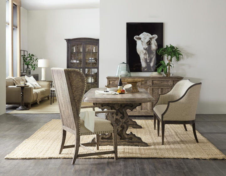 American Home Furniture | Hooker Furniture - La Grange Le Vieux 86in Double Pedestal Table with2-18in Leaves