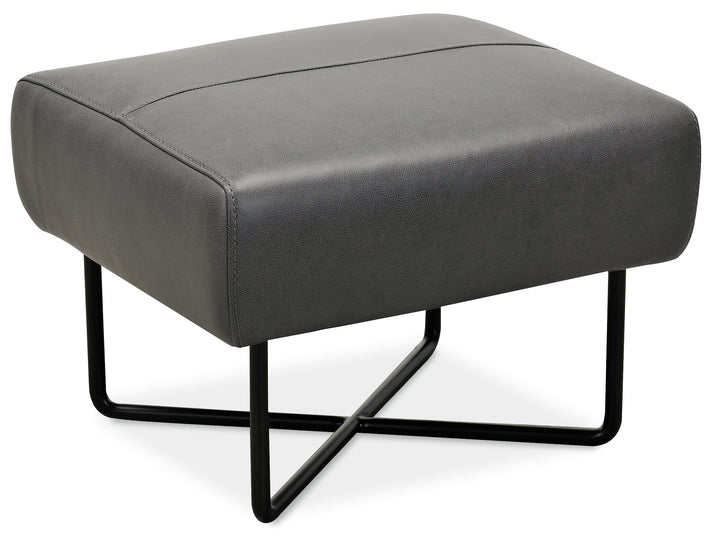 American Home Furniture | Hooker Furniture - Efron Ottoman with Black Metal Base