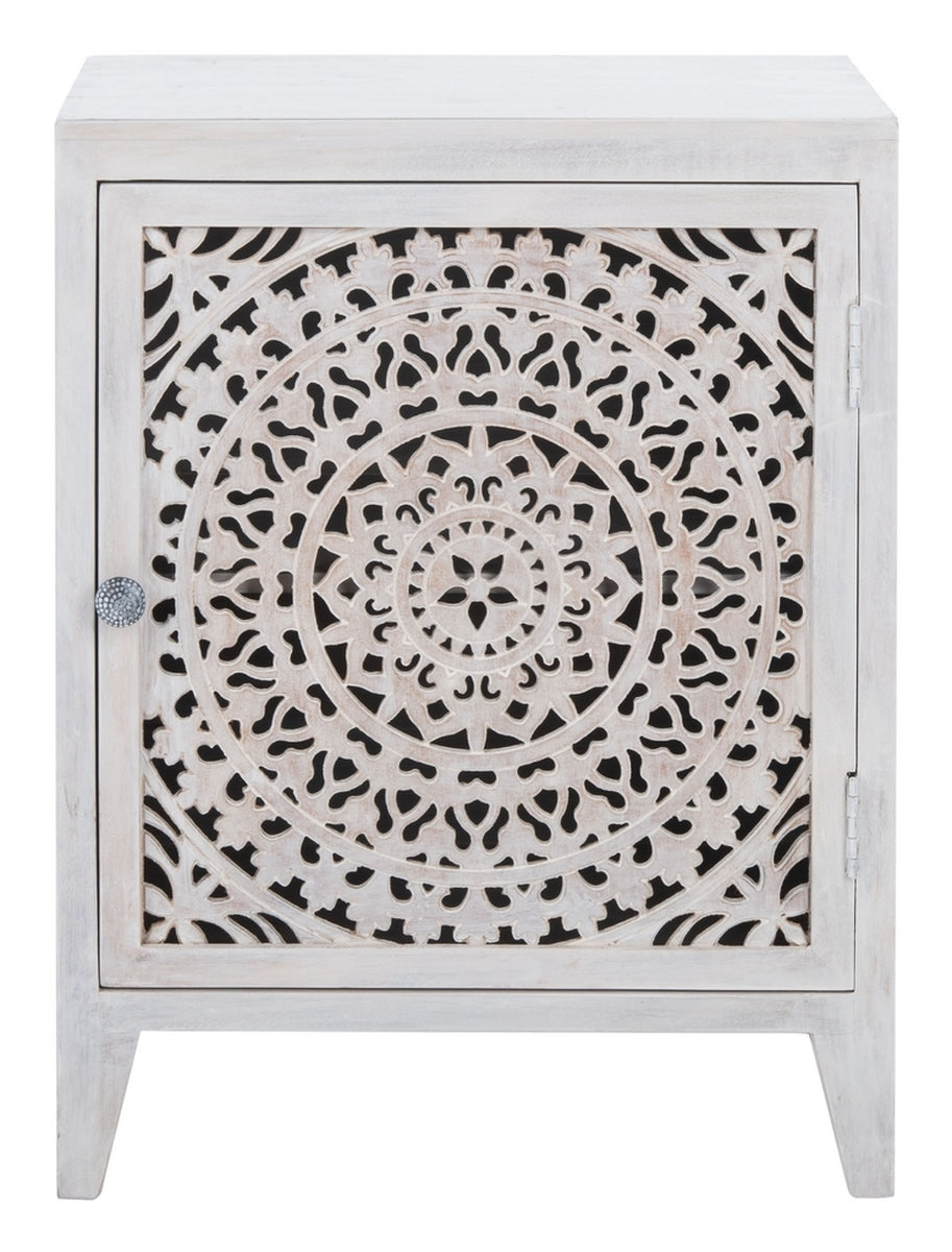 THEA 1 DOOR CARVED NIGHTSTAND - Safavieh - AmericanHomeFurniture