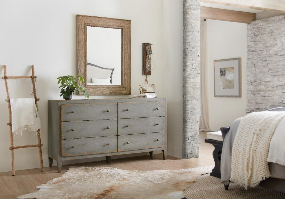 American Home Furniture | Hooker Furniture - Ciao Bella Six-Drawer Dresser- Speckled Gray