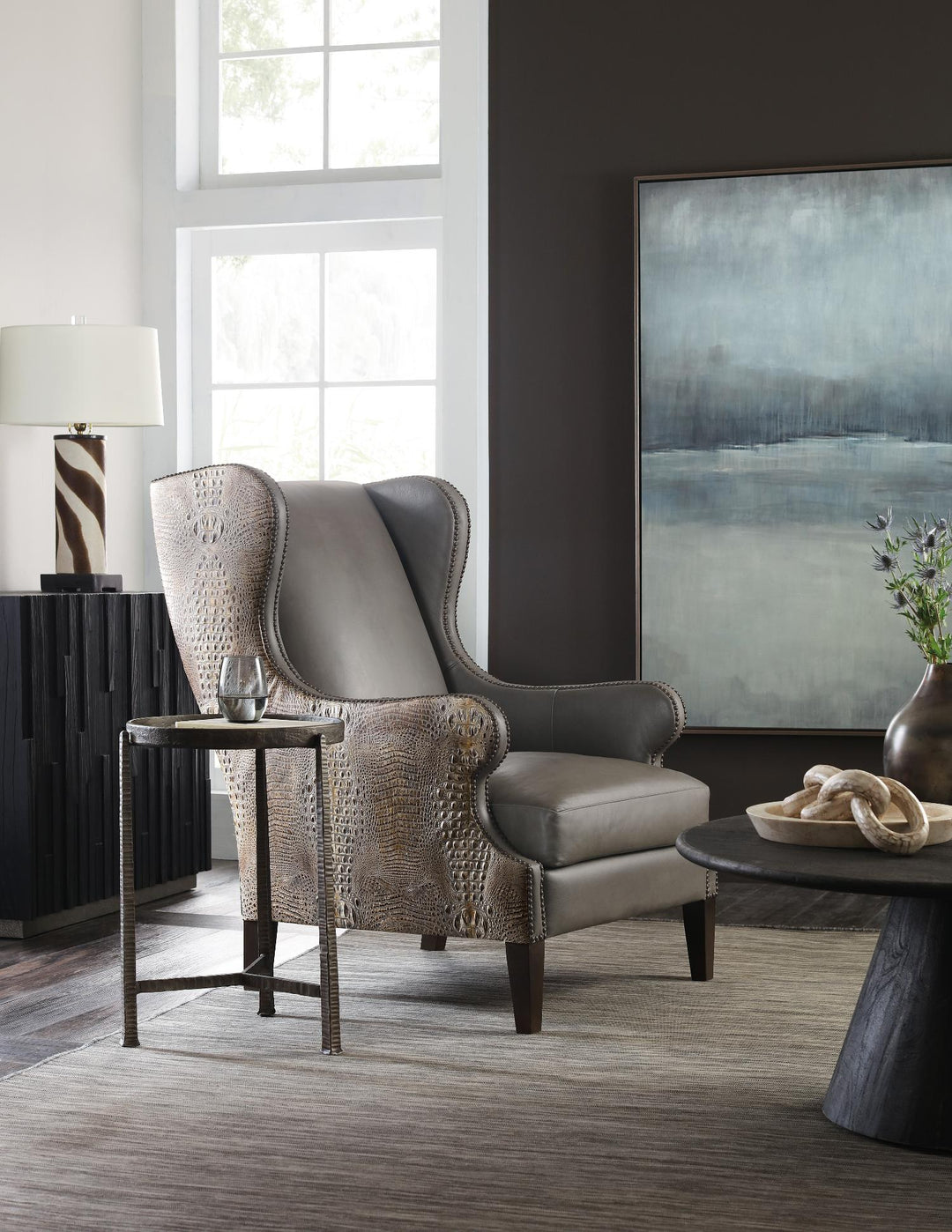 American Home Furniture | Hooker Furniture - Club Chair with Faux Croc