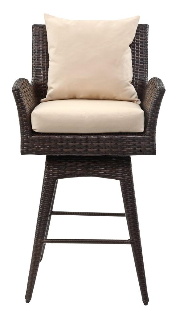 HAYES OUTDOOR WICKER SWIVEL ARMED COUNTER STOOL - Safavieh - AmericanHomeFurniture