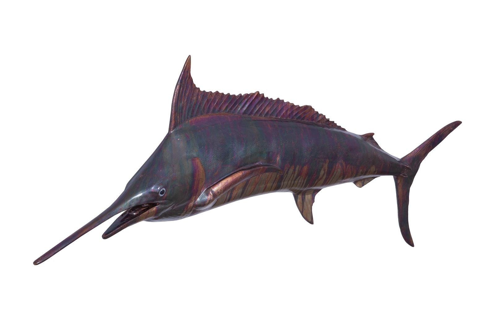 Phillips Collection Blue Marlin Fish Wall Sculpture, Resin, Copper Patina Finish WALL ACCENTS