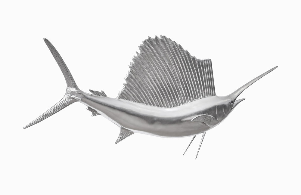 Sail Fish Wall Sculpture, Resin, Silver Leaf - Phillips Collection - AmericanHomeFurniture