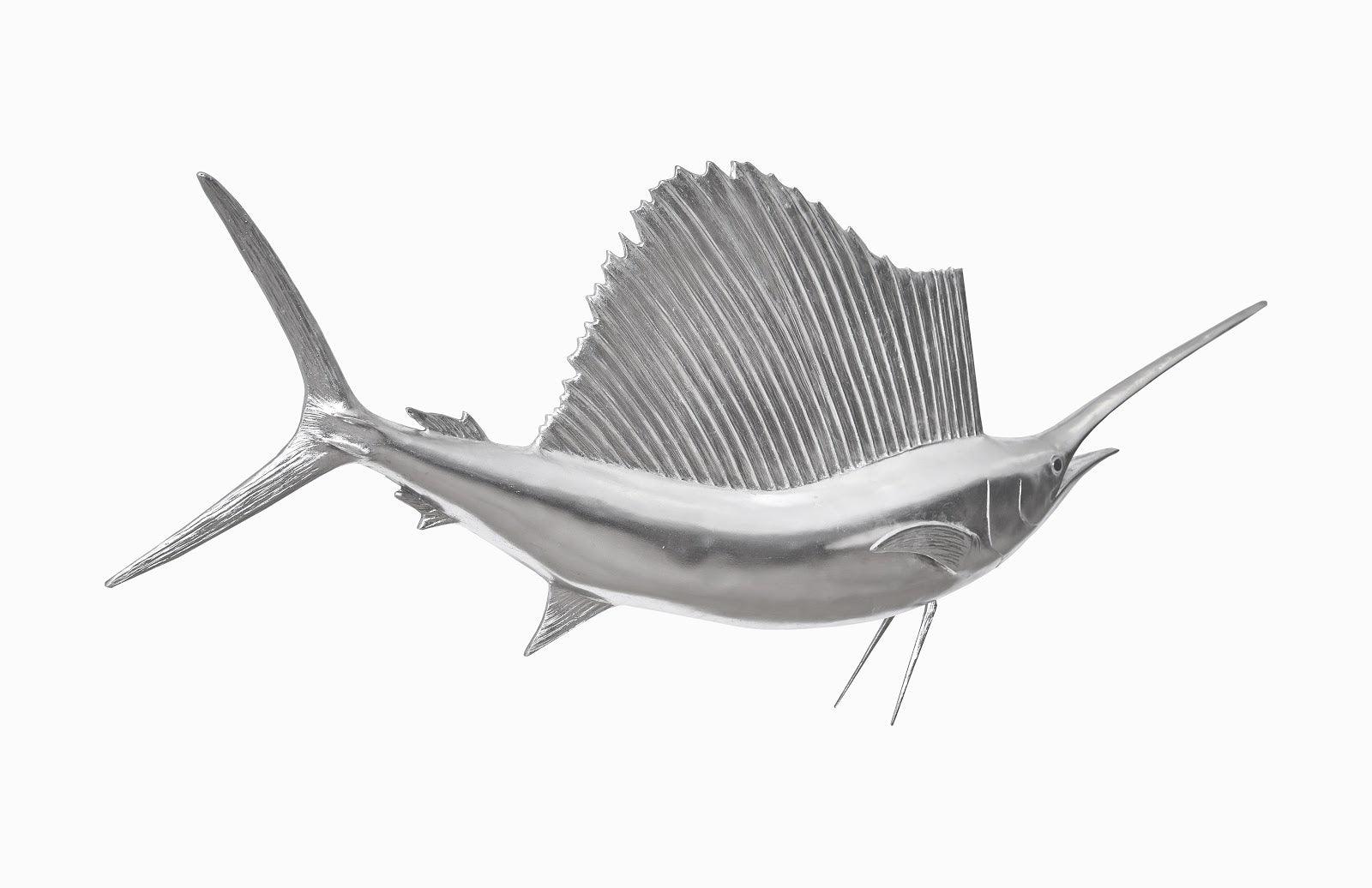 Phillips Collection Sail Fish Wall Sculpture, Resin, Silver Leaf WALL ACCENTS
