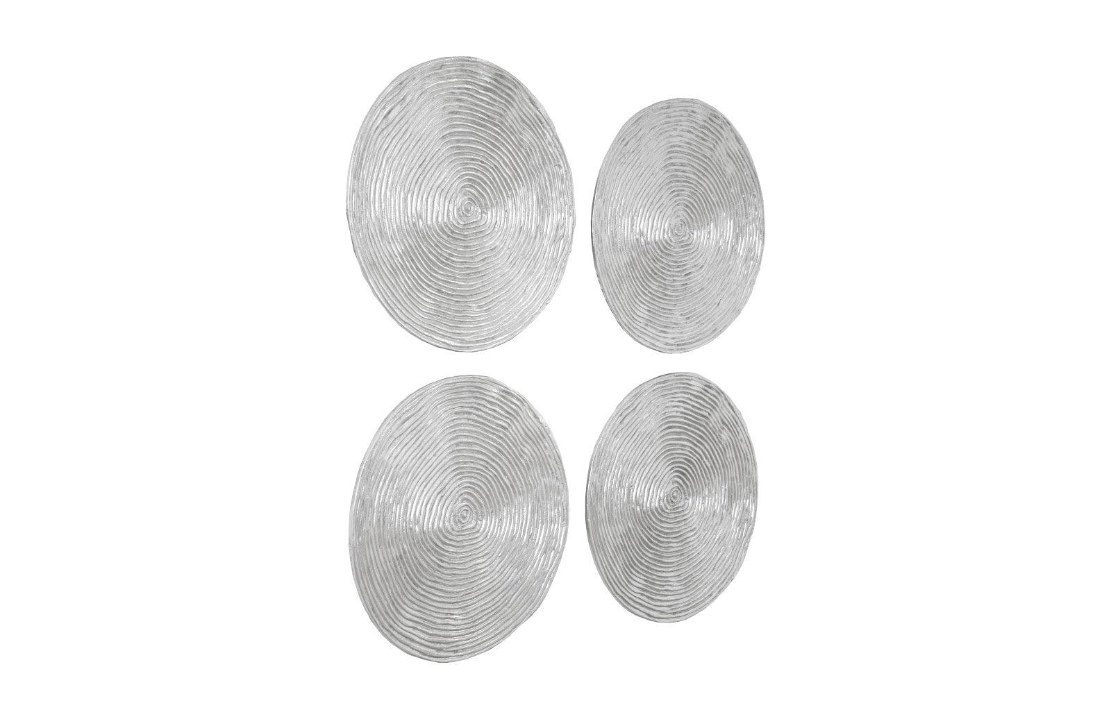 Phillips Collection Ripple Wall Disk, Set of 4, Resin, LG, Silver Leaf with Antiquing WALL ACCENTS