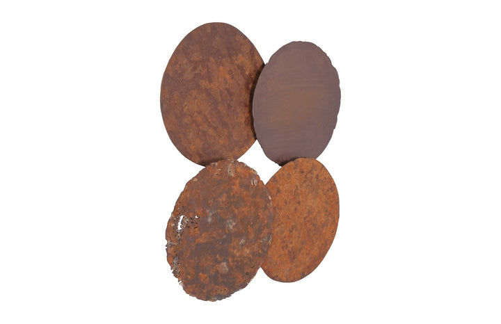 Cast Oil Drum Wall Discs, Resin, Rust Finish, Set of 4 - Phillips Collection - AmericanHomeFurniture