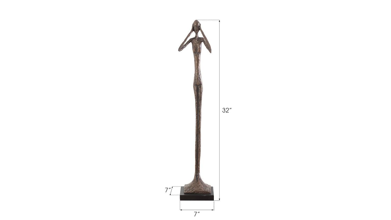 Phillips Collection Hear No Evil Slender Sculpture, Small, Resin, Bronze Finish DECORATIVE OBJECTS